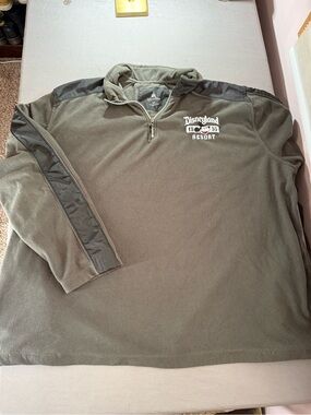 Disney Olive Green Quarter-Zip Pullover with Black Trim